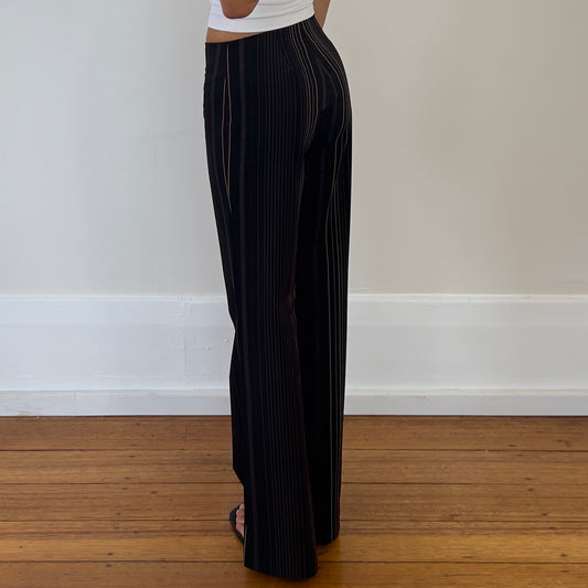 black pinsripe trousers