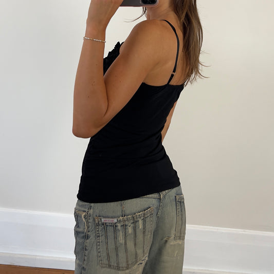 black sparkle frill cami