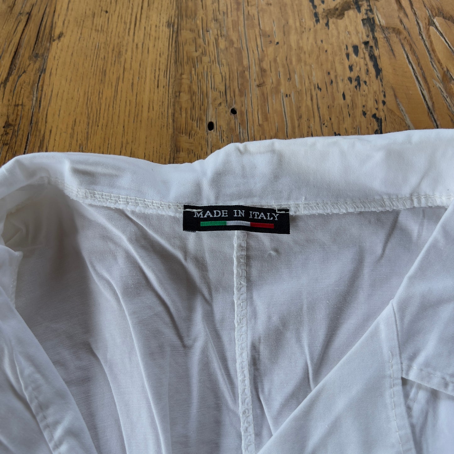 white reworked cinched shirt