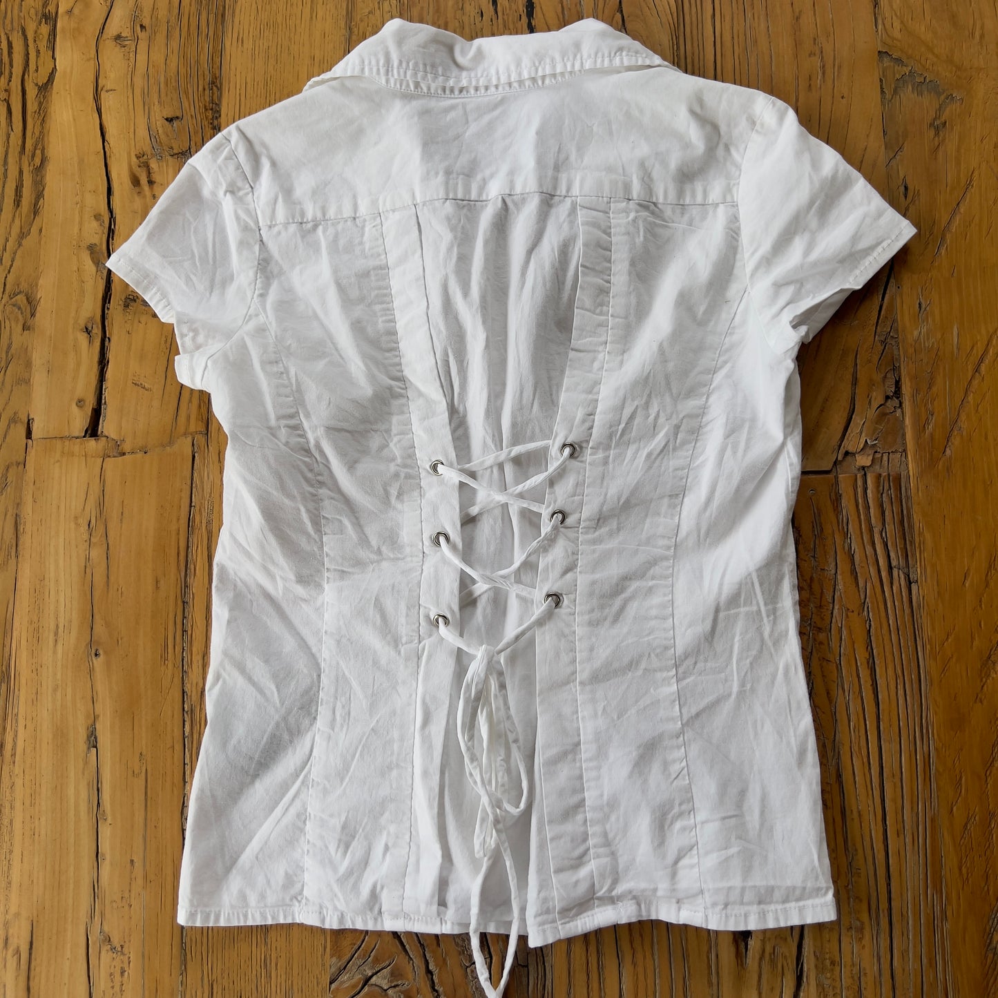 white lace up shirt