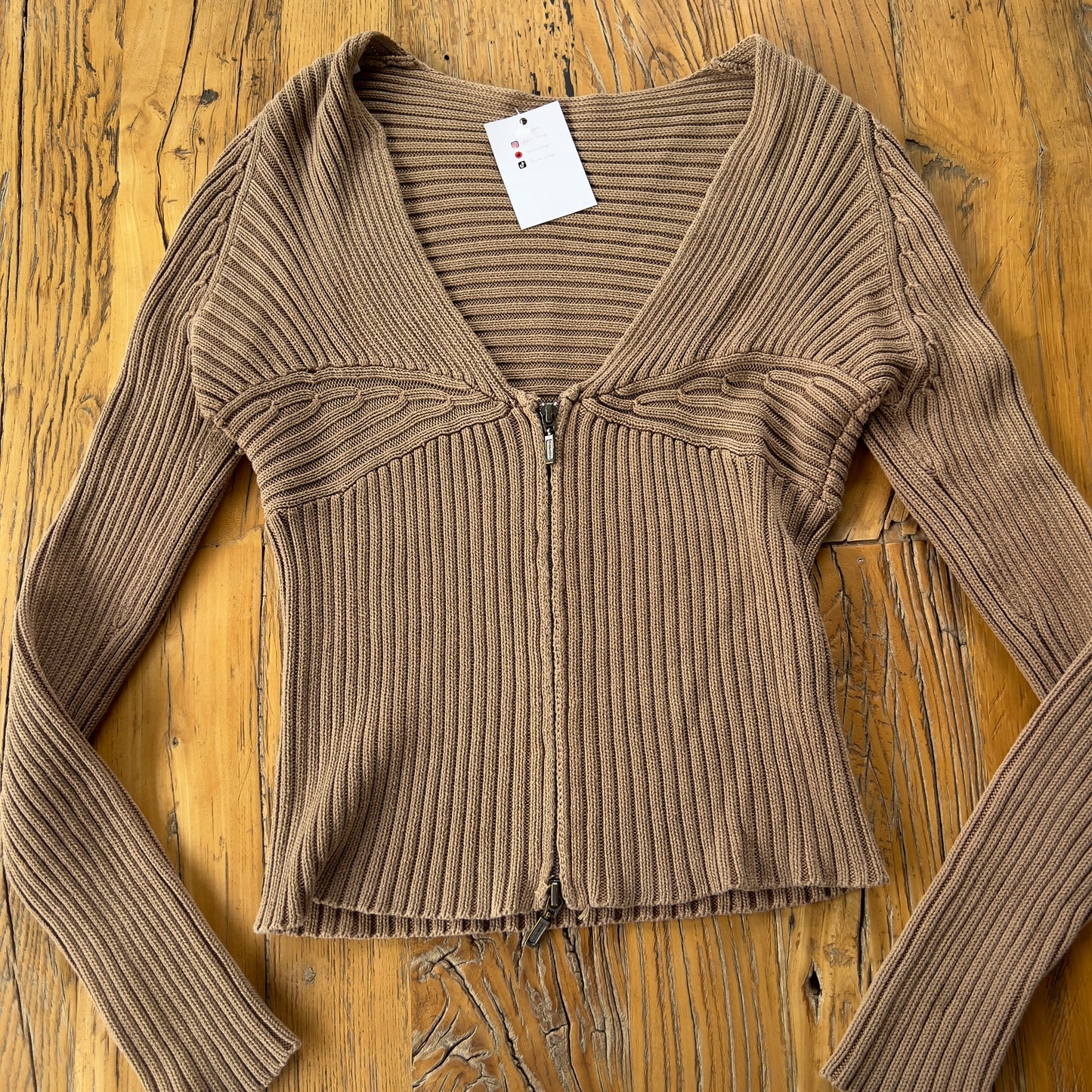wide neck zip up knit