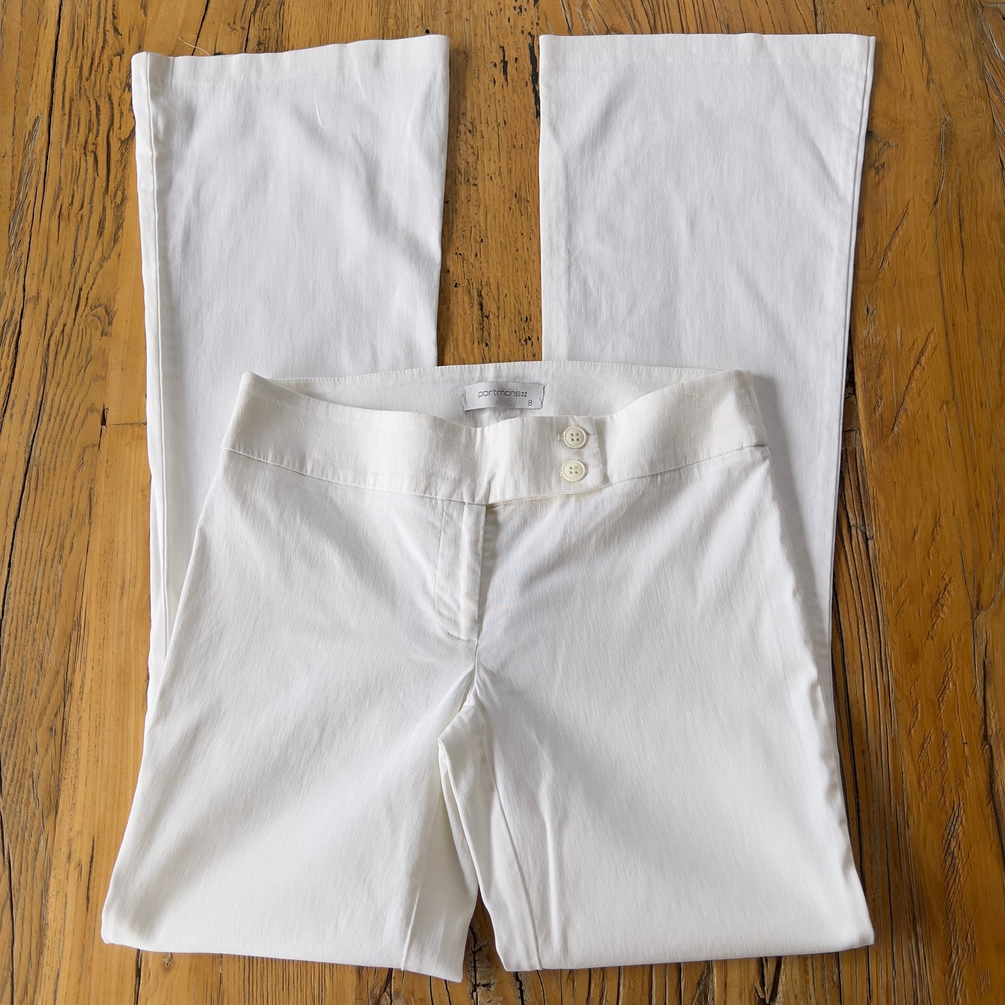 white flared pants