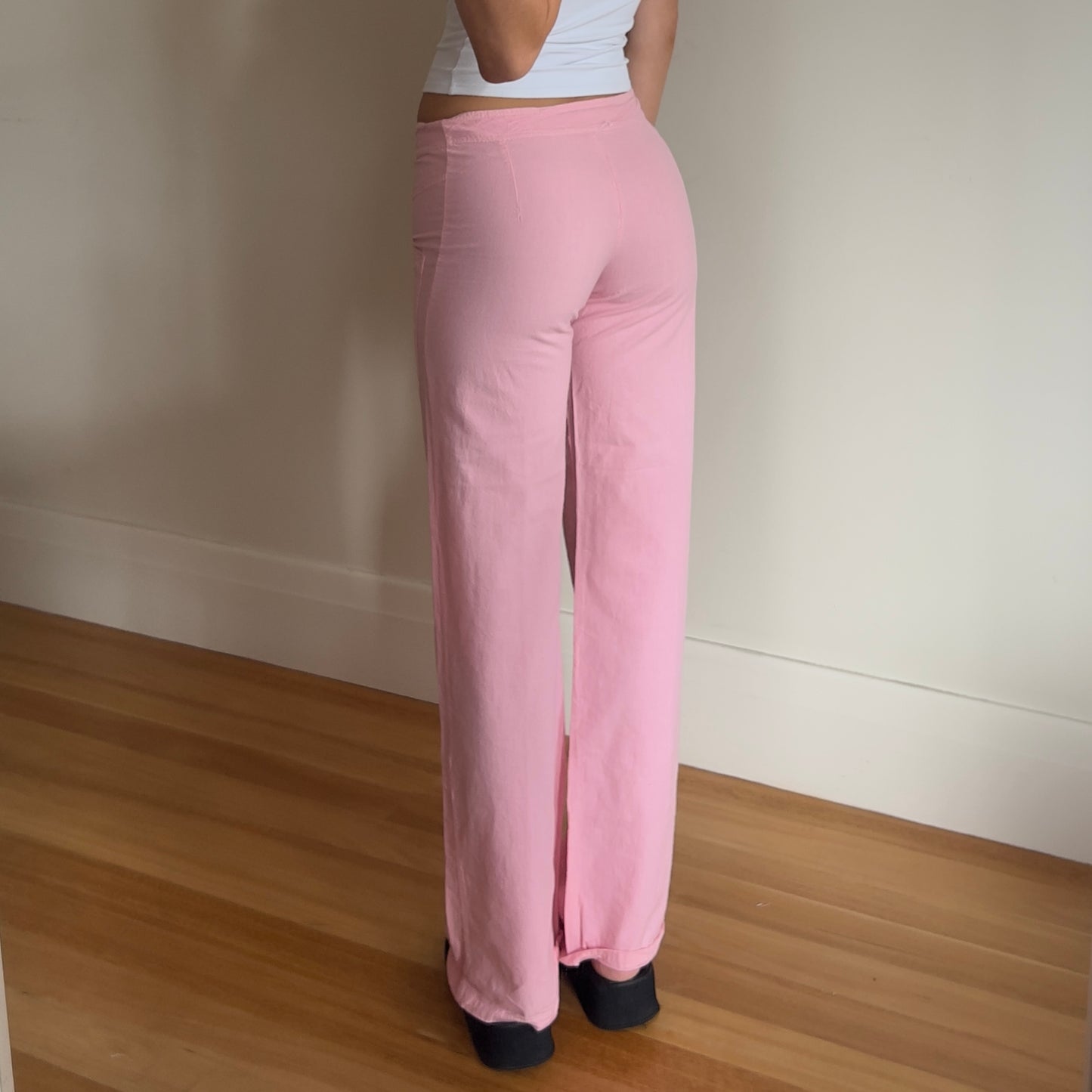 pink wide leg pants