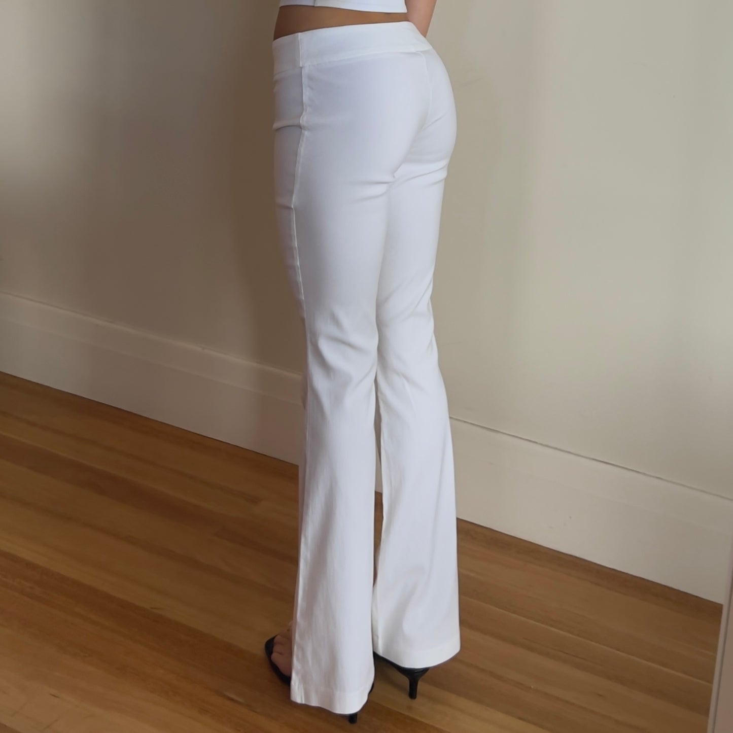white flared pants