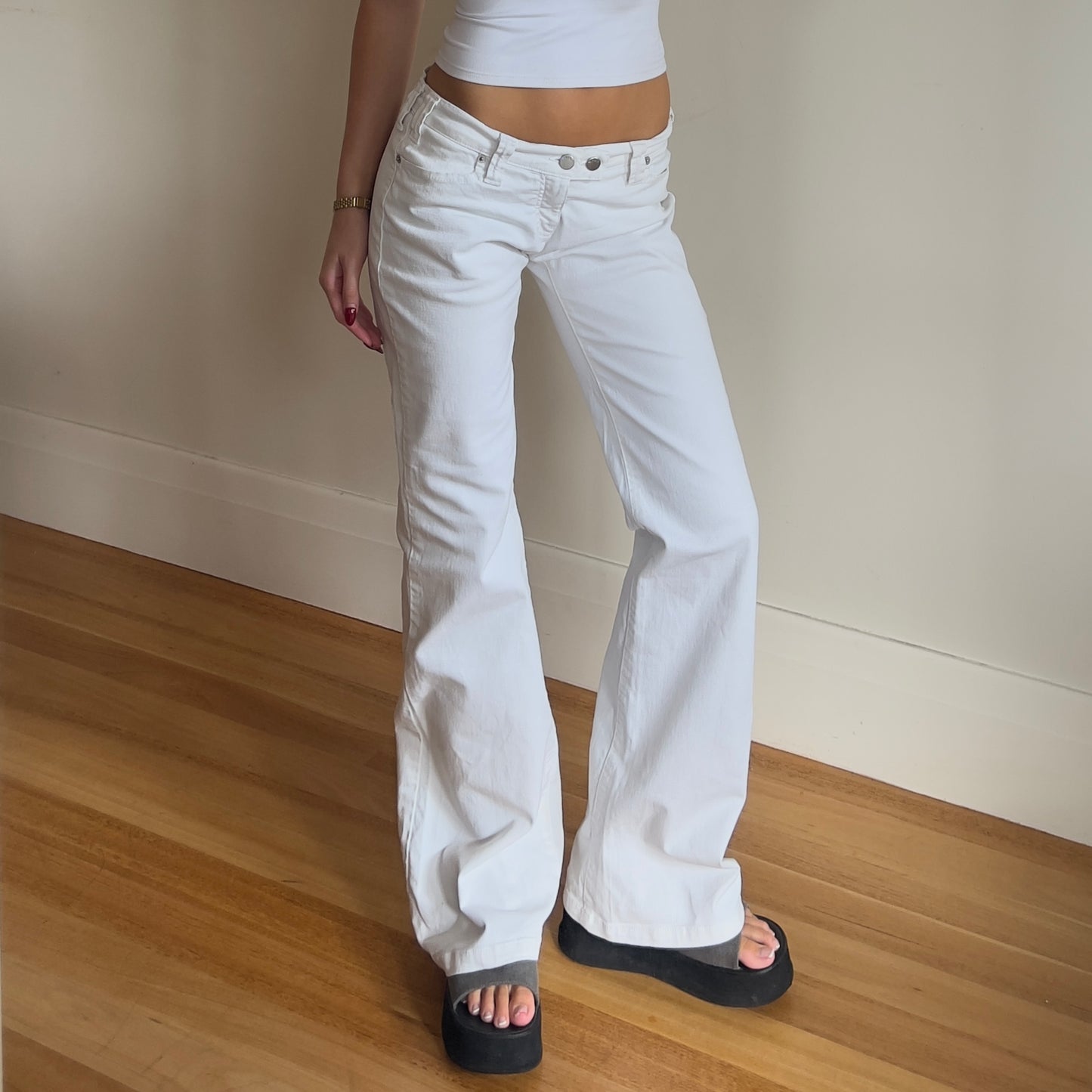 white low rise jeans