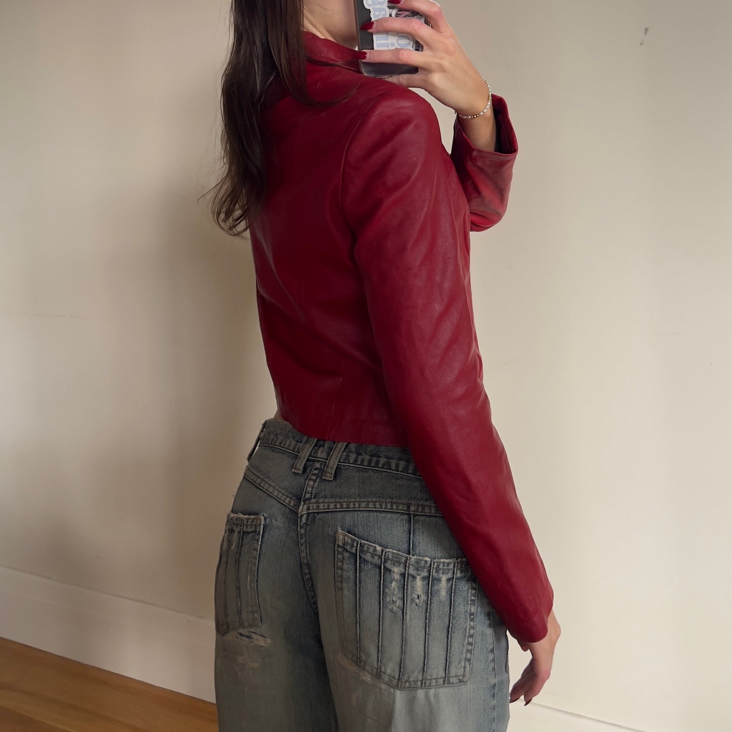 red leather jacket