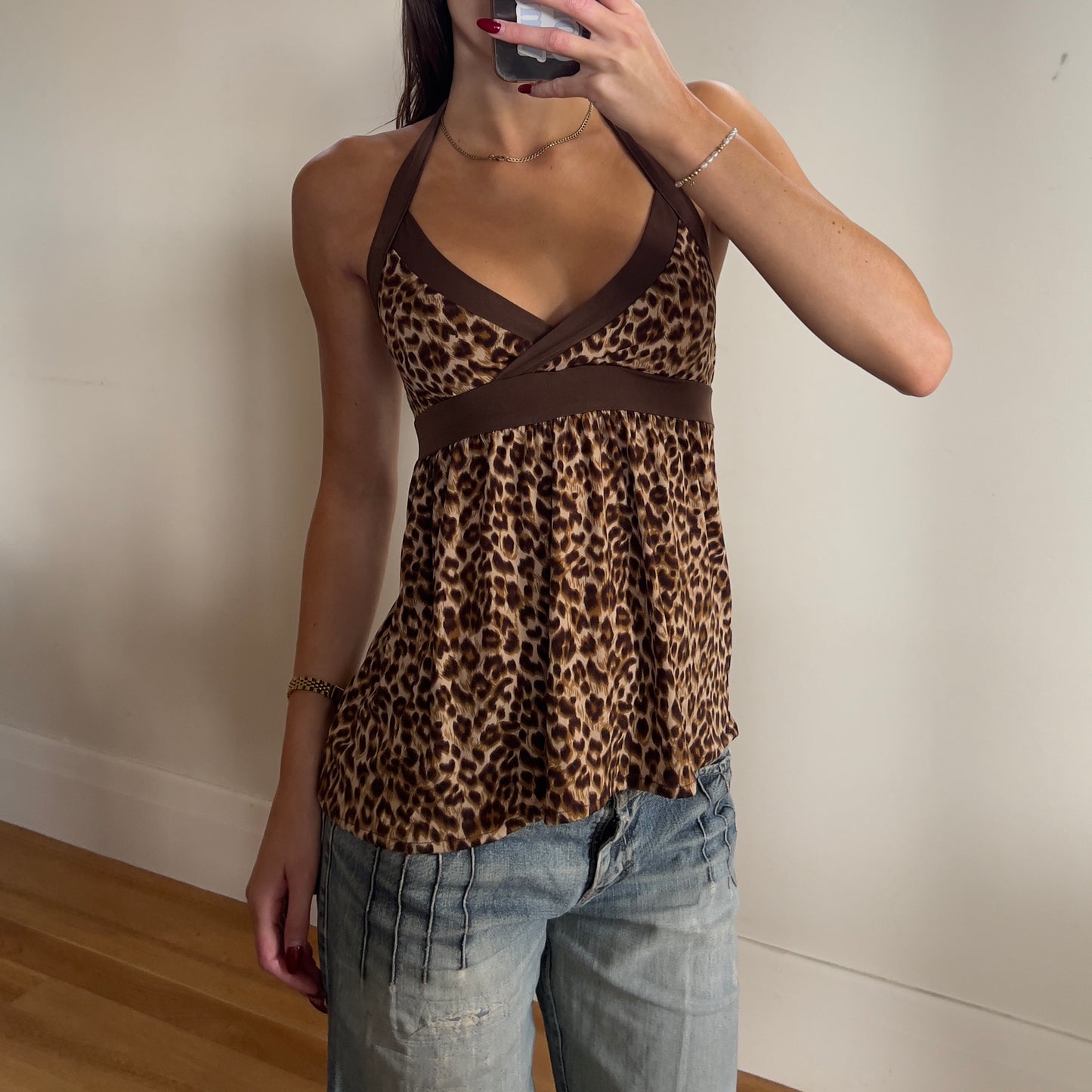leopard halter top