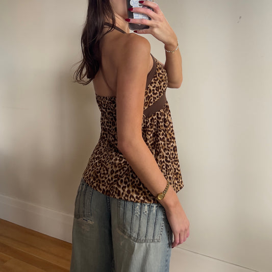 leopard halter top