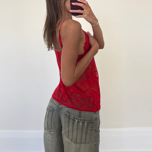 red lace cami