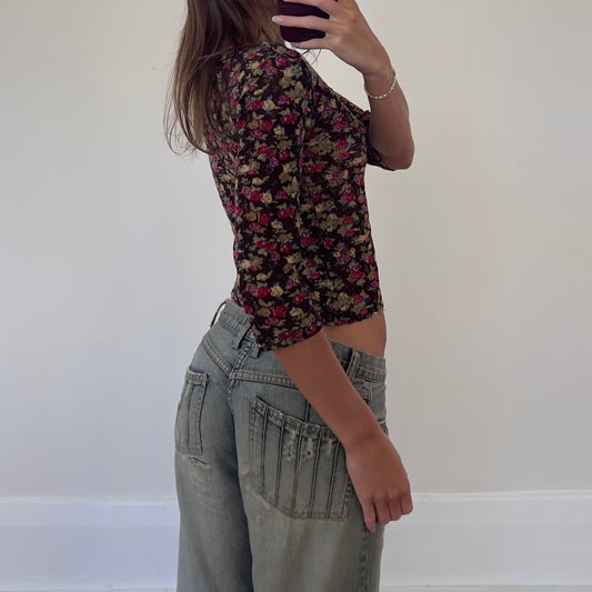 lace floral 3/4 sleeve top