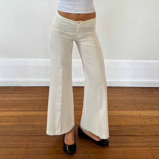cream pinstripe trousers