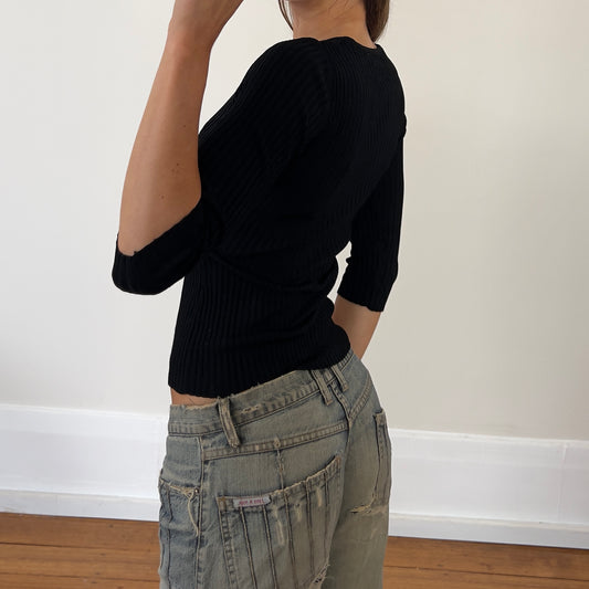 black 3/4 knit long sleeve