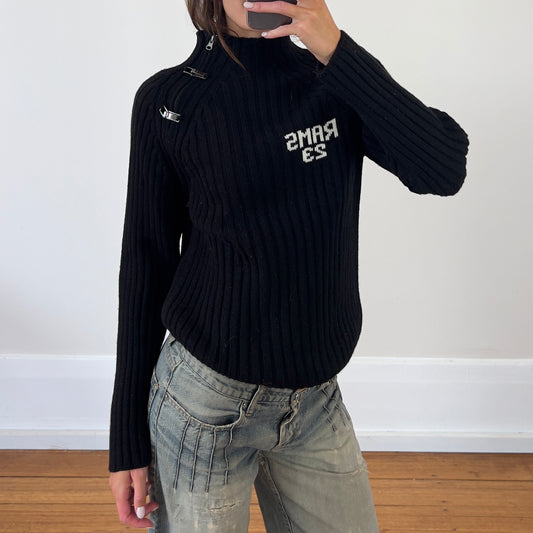 black wool knit jumper