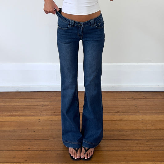 mid wash denim bootcut jeans