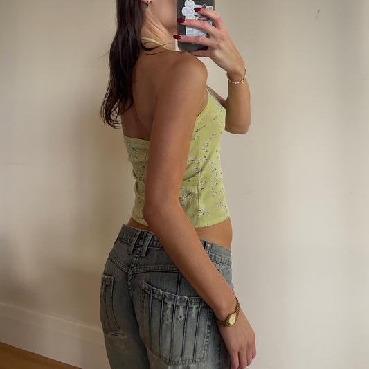 green floral halter