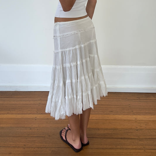 white cotton midi skirt