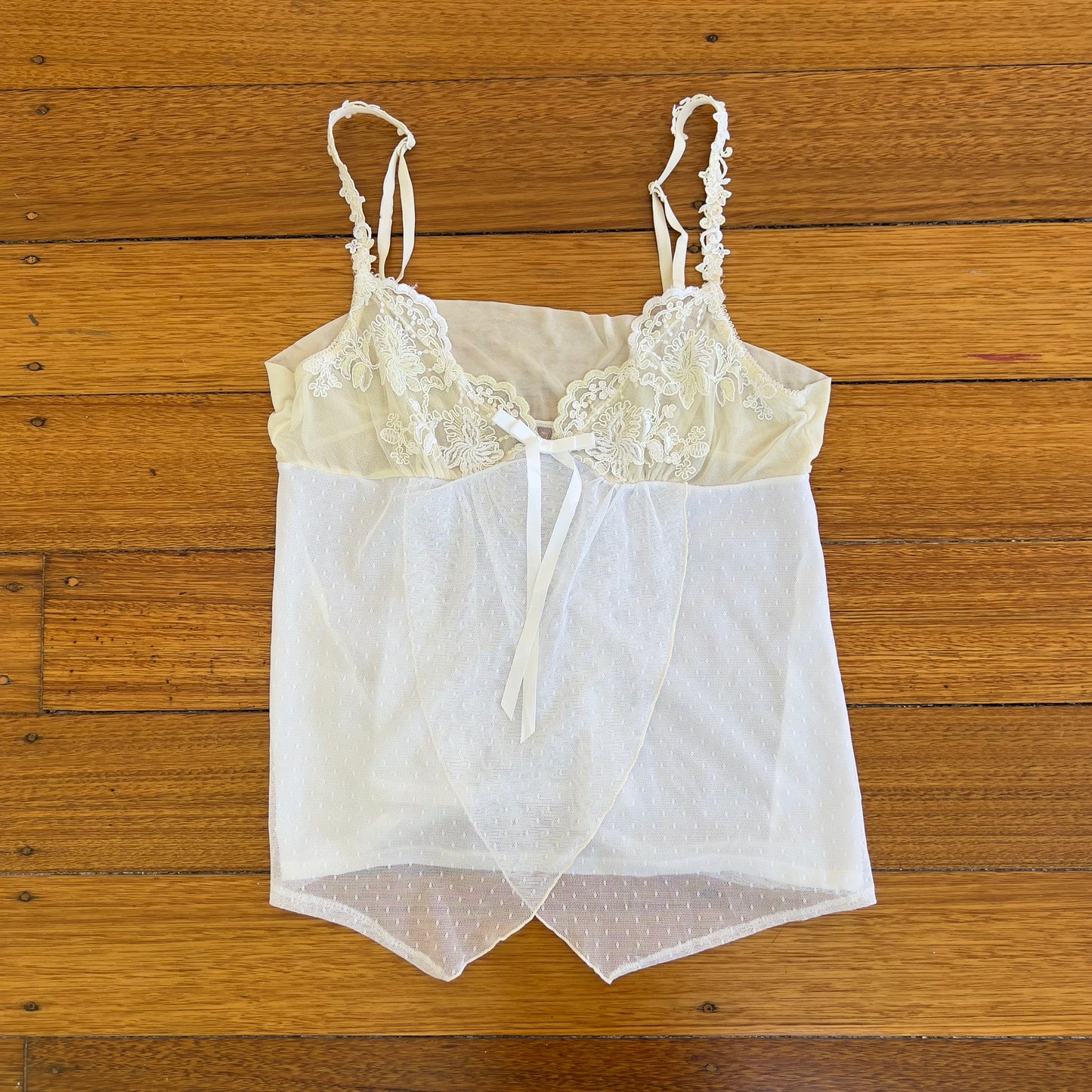 white lace mesh cami