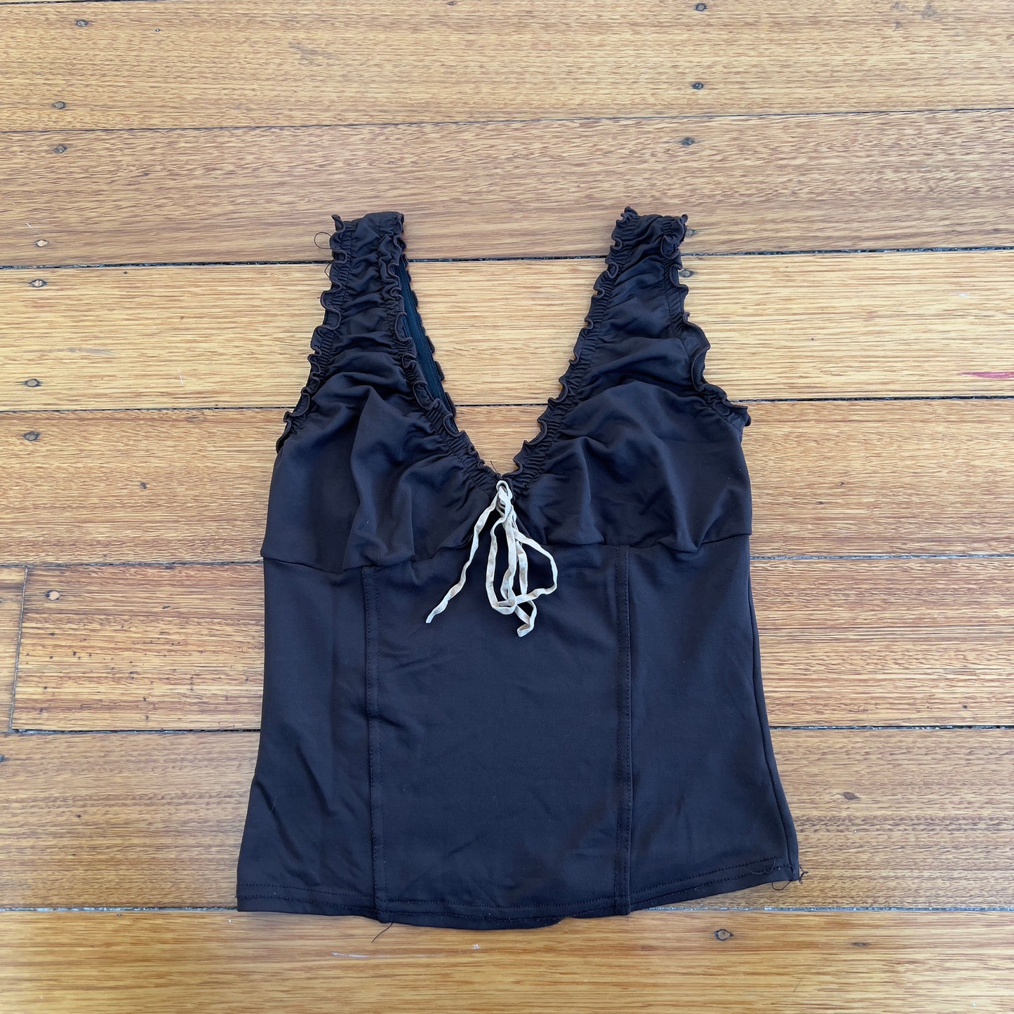 brown frilly tank