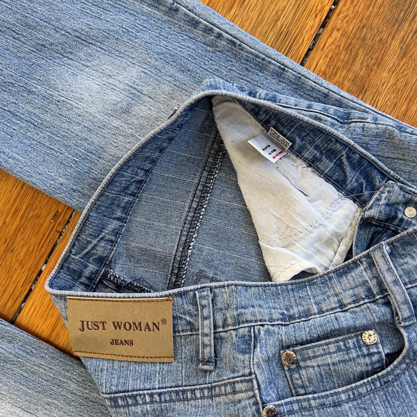 light wash bootcut denim jeans