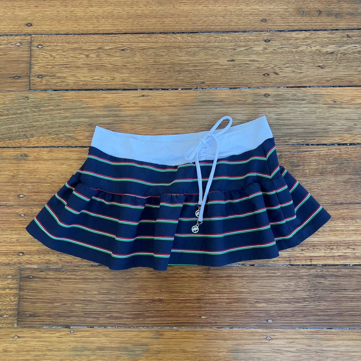 navy stripe mini skirt