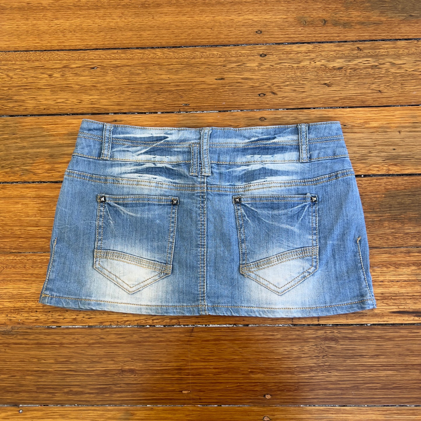 light denim mini skirt