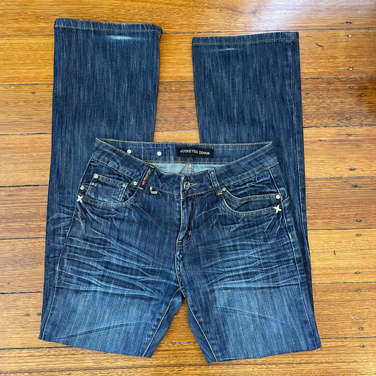 dark denim bootcut jeans