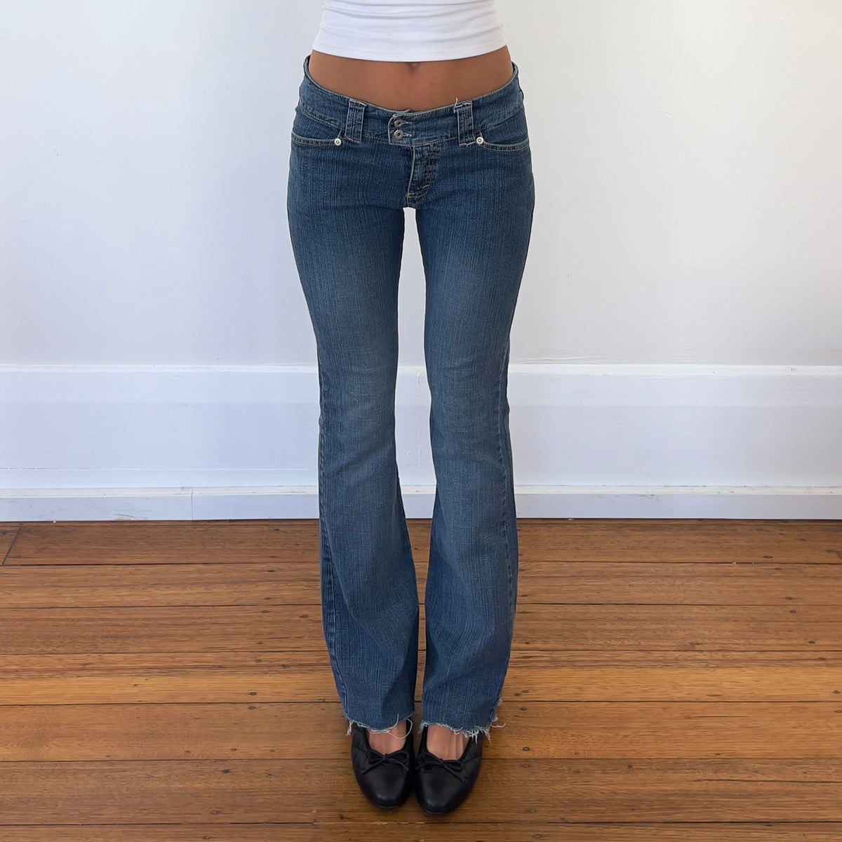 bootcut raw hem jeans