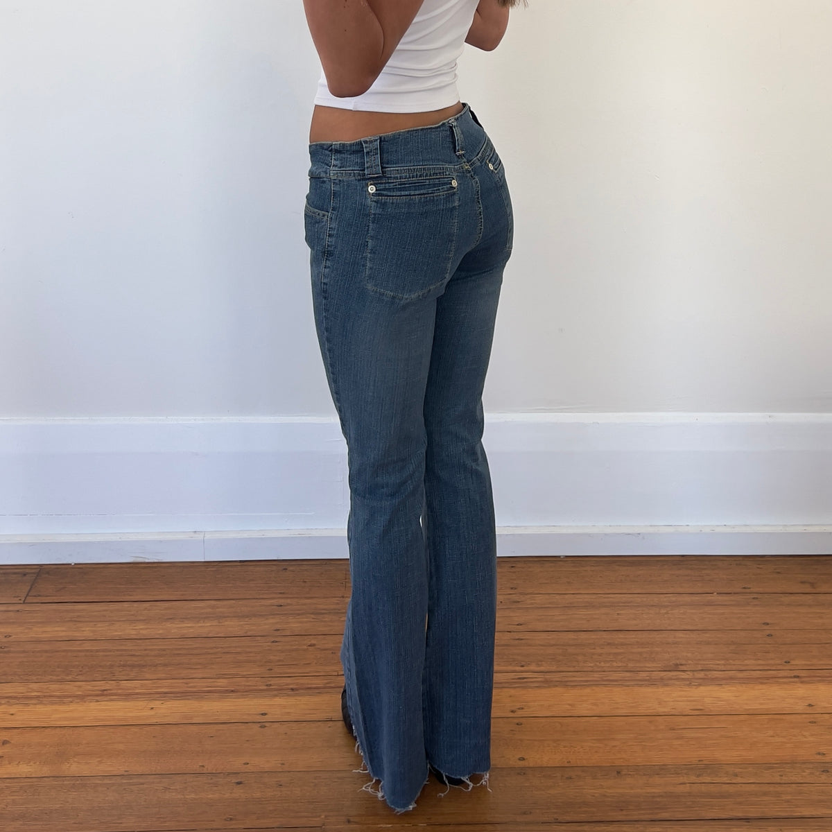 bootcut raw hem jeans