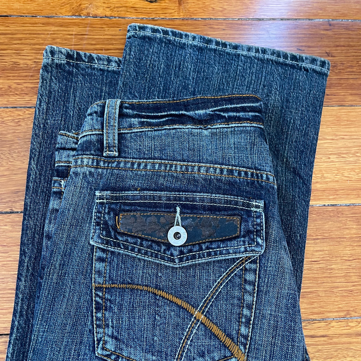 dark denim bootcut jeans