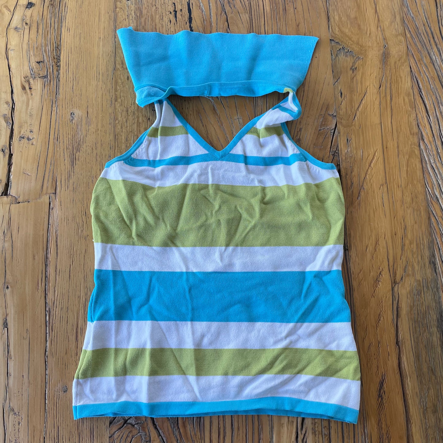 stripe collared halter top