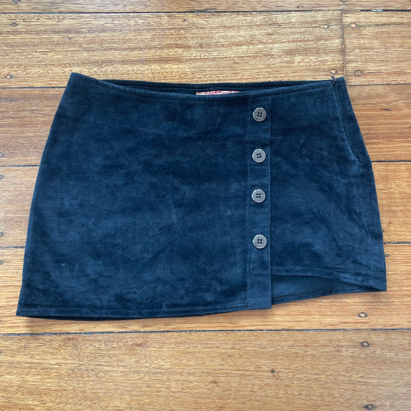 black velour mini skirt