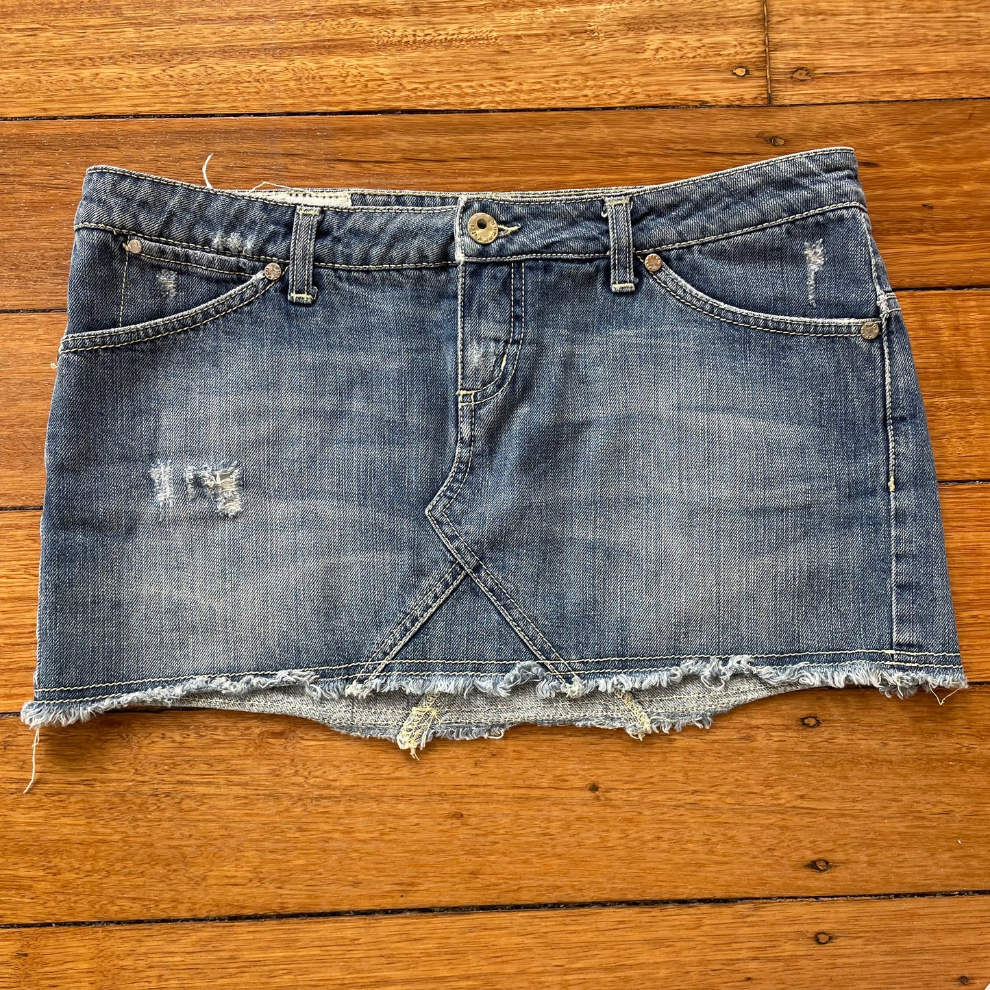 denim mini skirt