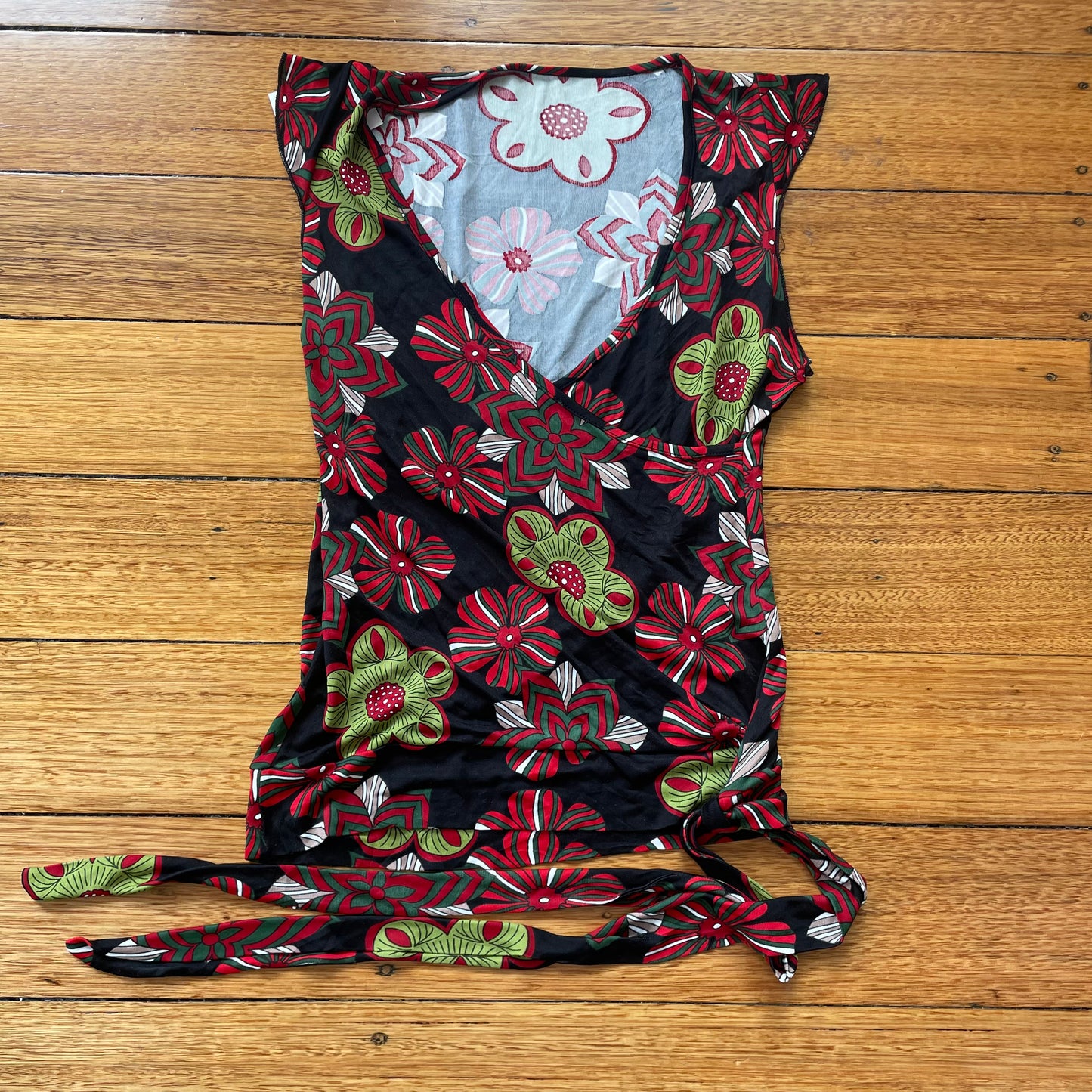 floral wrap look top