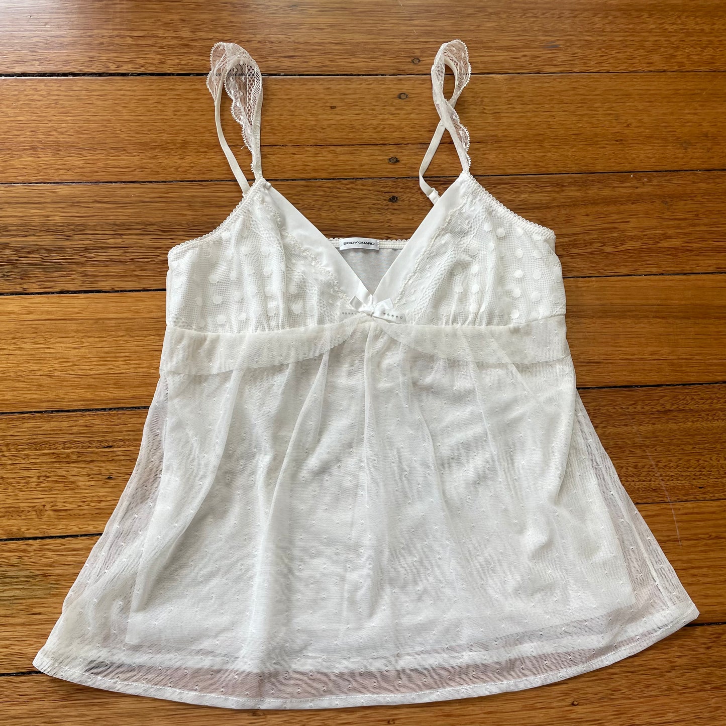 white mesh lace cami