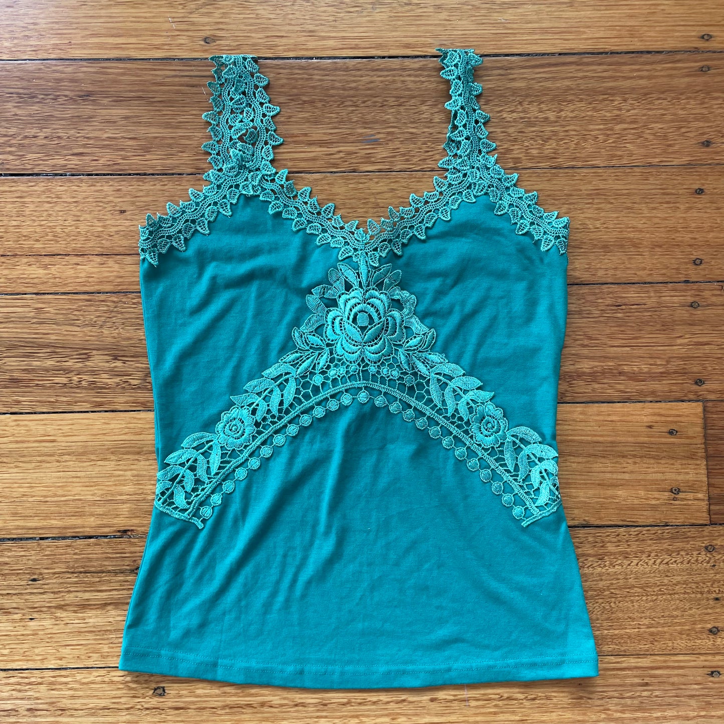 teal lace cami