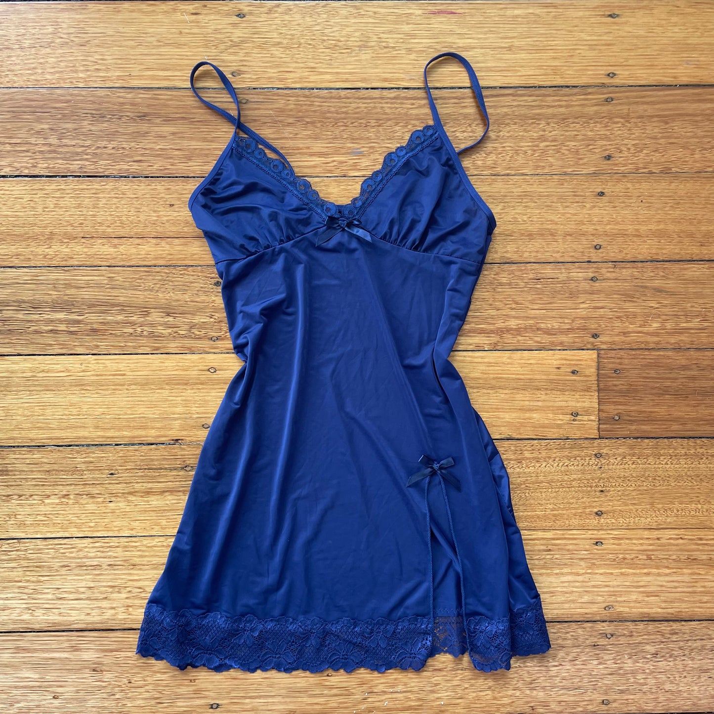 navy slip mini dress