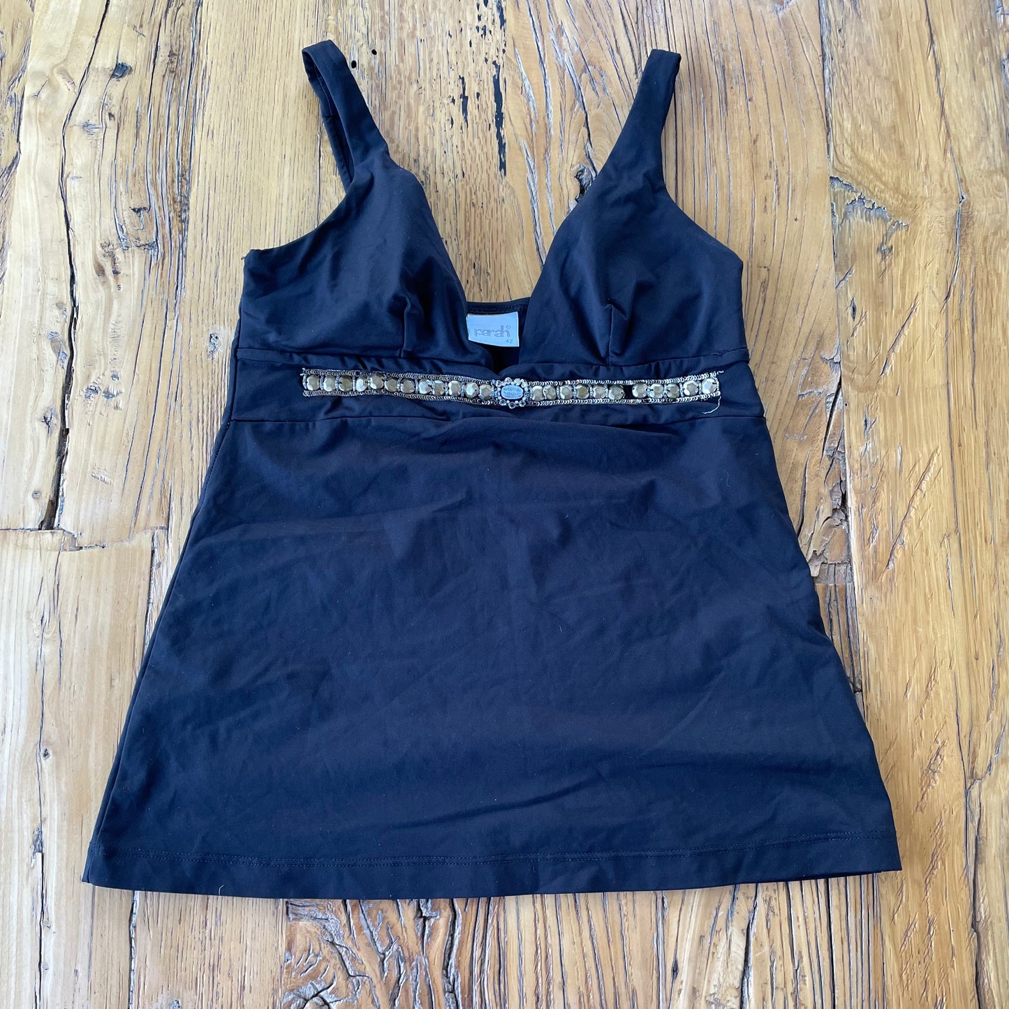 black tank with beaded detail