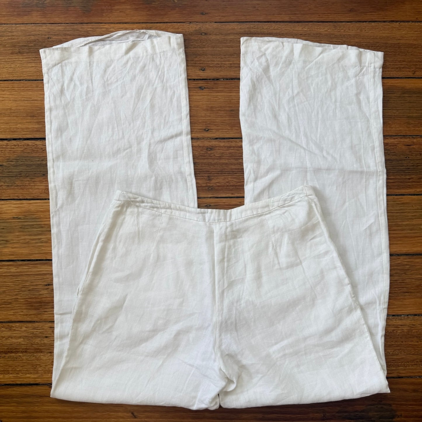 white linen pants
