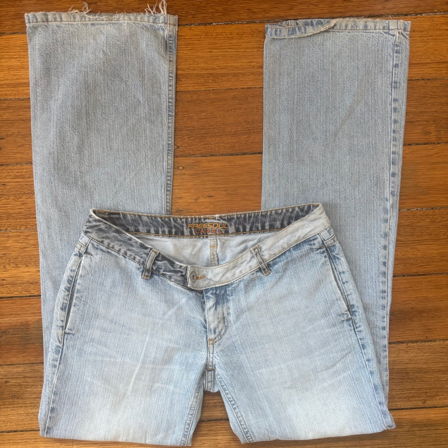 low rise light wash jeans
