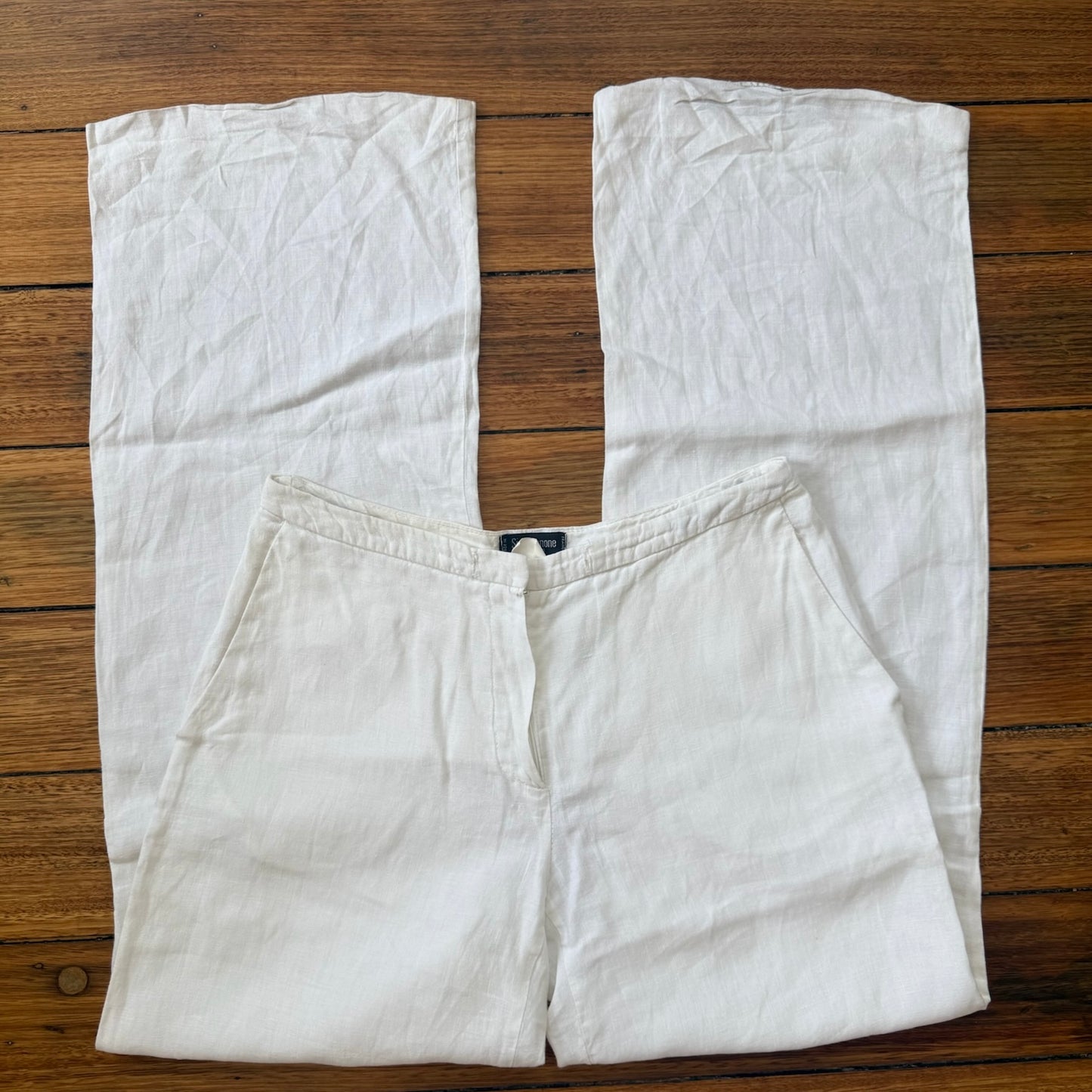 white linen pants
