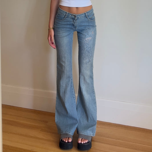 embroidered flared jeans