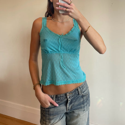 2000s blue lace cami