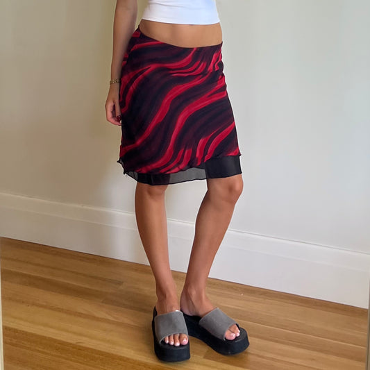 vintage printed midi skirt