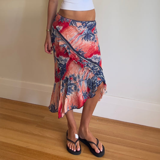 multi-coloured midi skirt