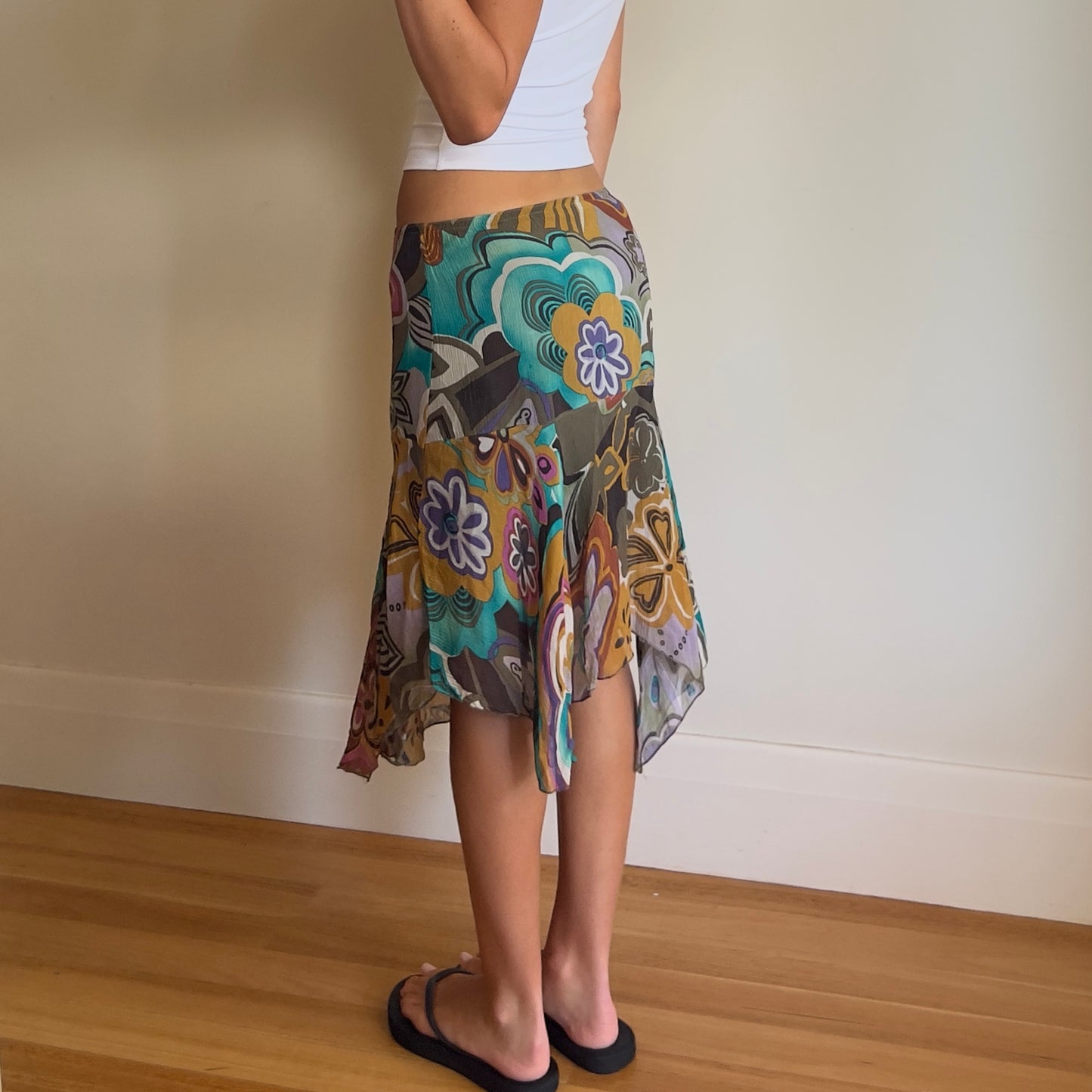 floral multi-coloured midi skirt