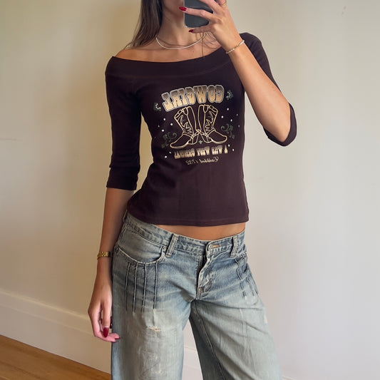 3/4 sleeve cowgirl top