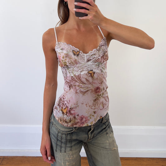 mesh lace graphic cami