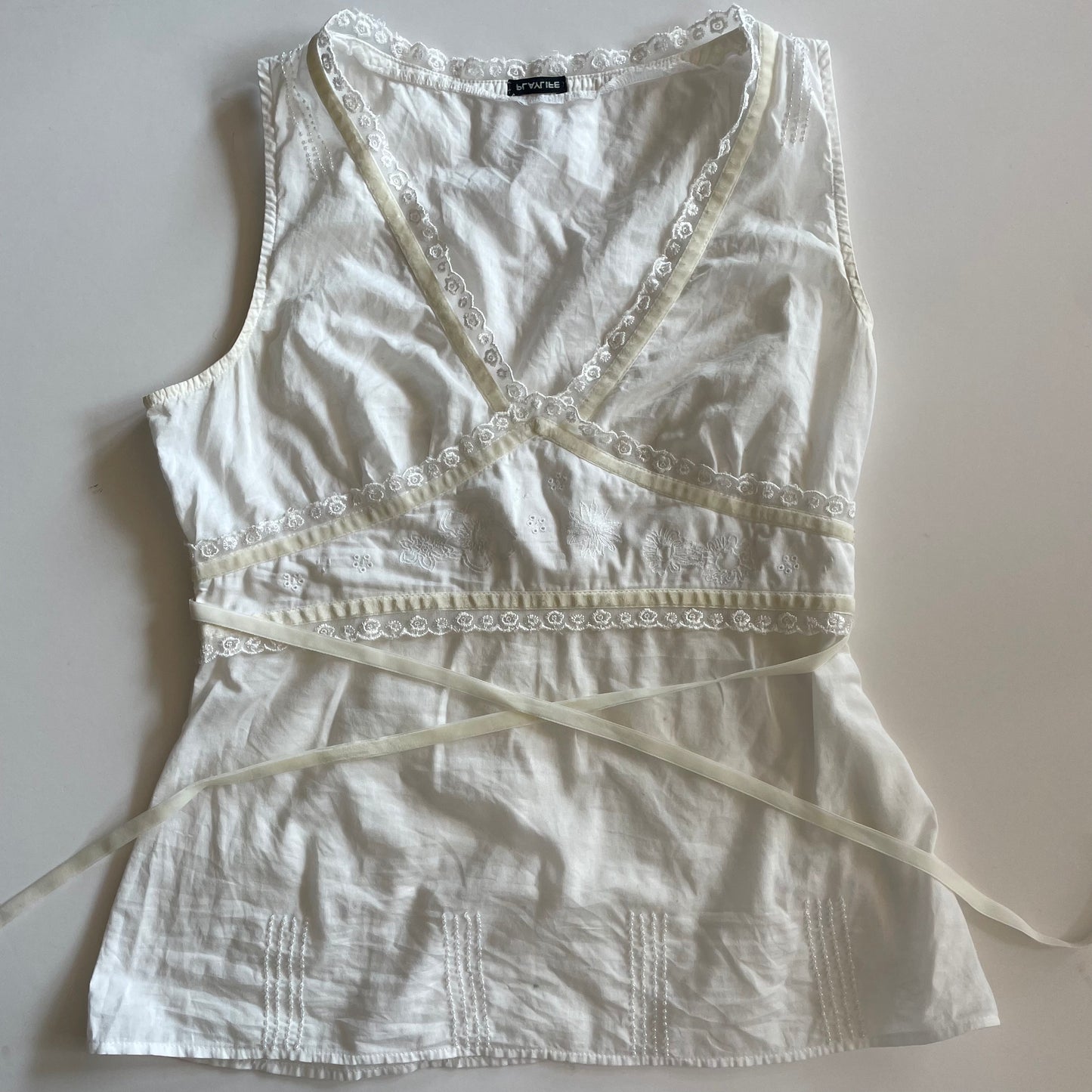 vintage linen tie up blouse