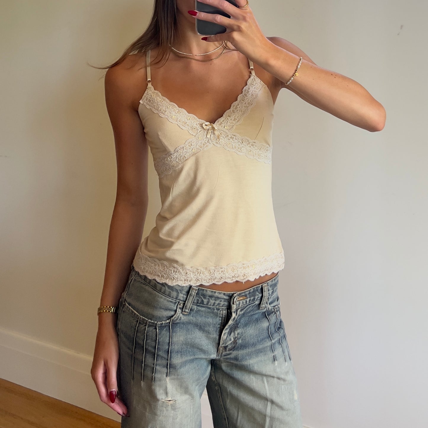 vintage cream lace cami