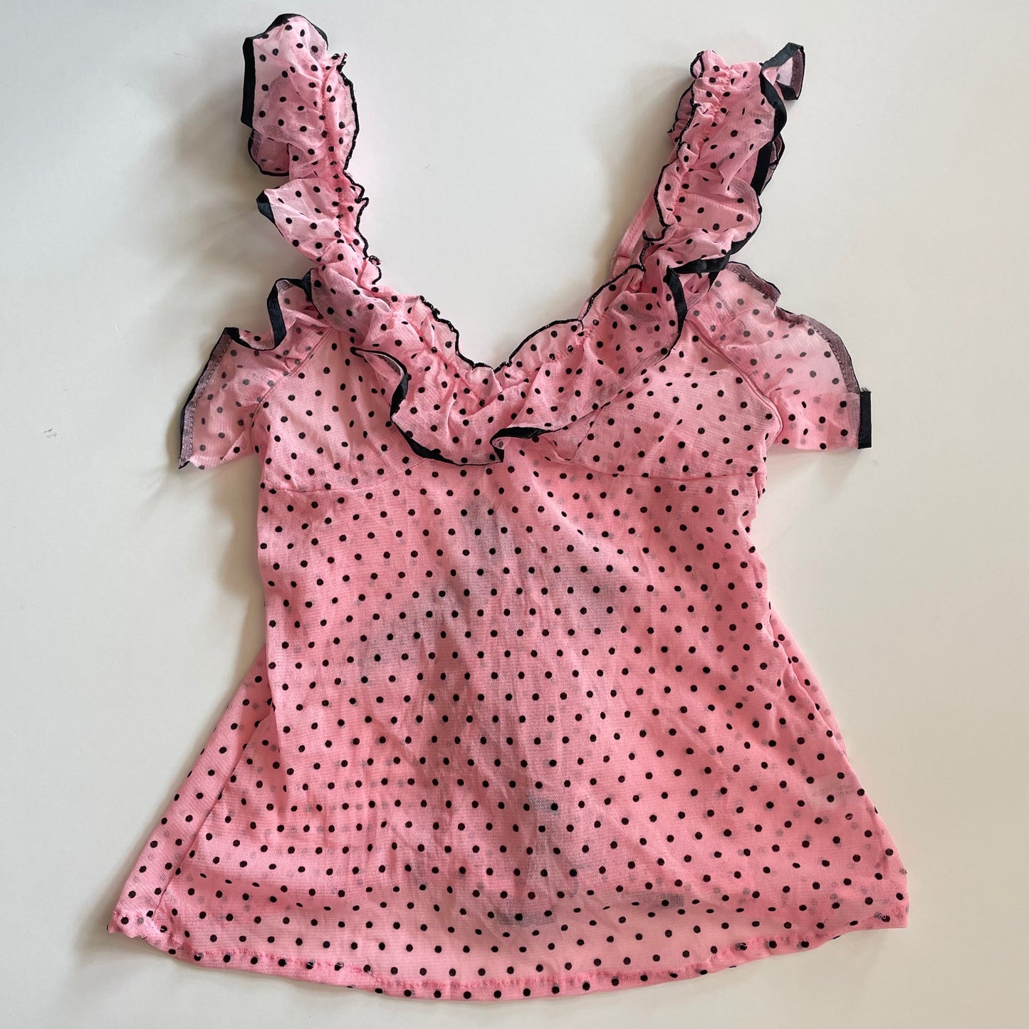 2000s pink polka dot cami